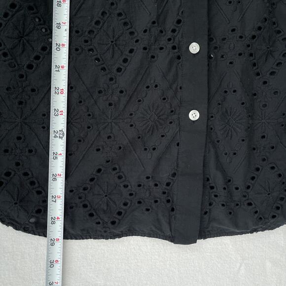 Talbots Top Women 1X Black Eyelet Lace Embroidered Long Sleeve Button Up - Picture 10 of 10